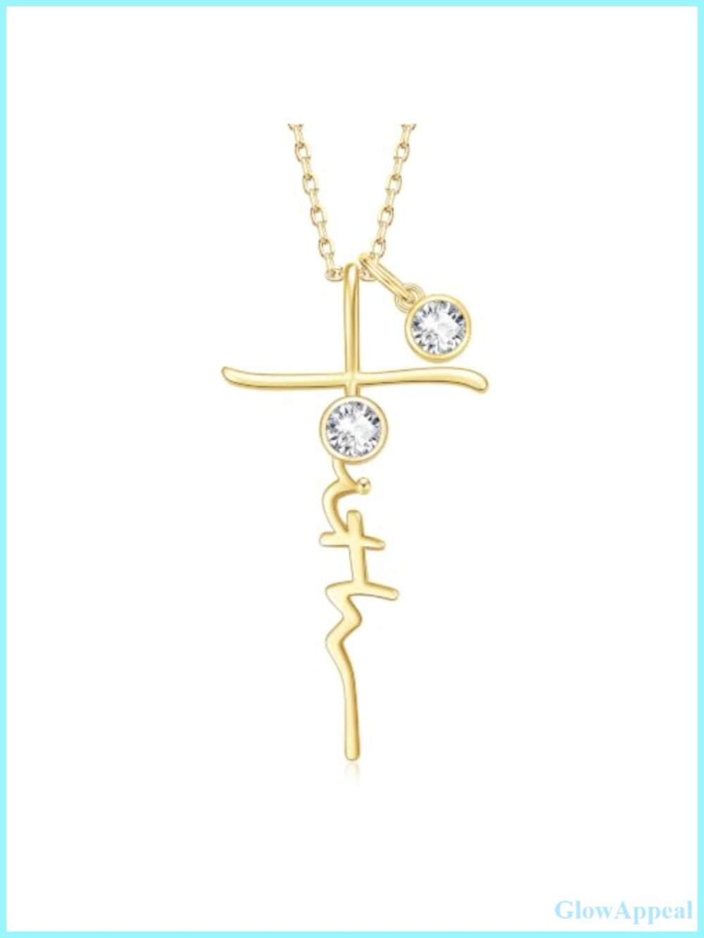 14k Gold Plated Cross Birthstone Pendant Necklace Religious Jewelry